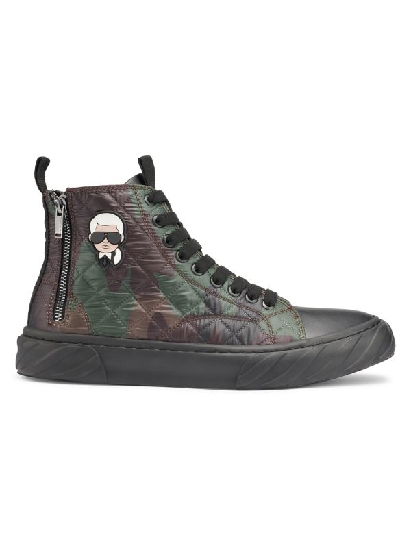 Karl Lagerfeld Paris Quilted Camo High Top Sneakers